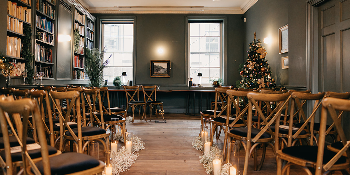 A wedding in the Library at Kindred