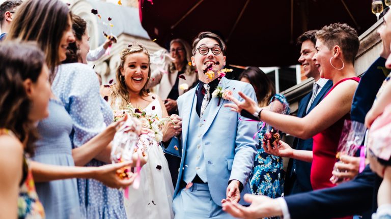 Wedding day confetti photo